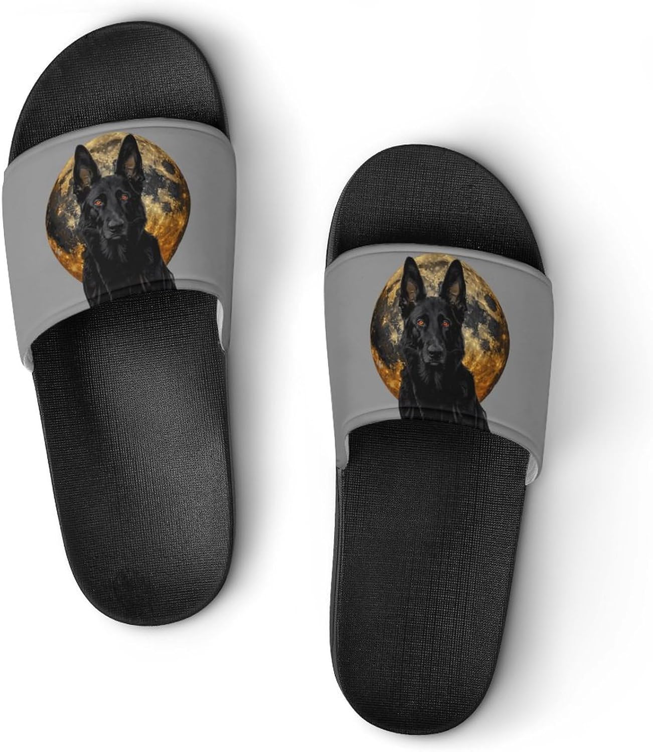 

Черные женские домашние шлепанцы Moon с изображением немецкой овчарки, нескользящие, для ванной и пляжа, мужские Tubiazicol123