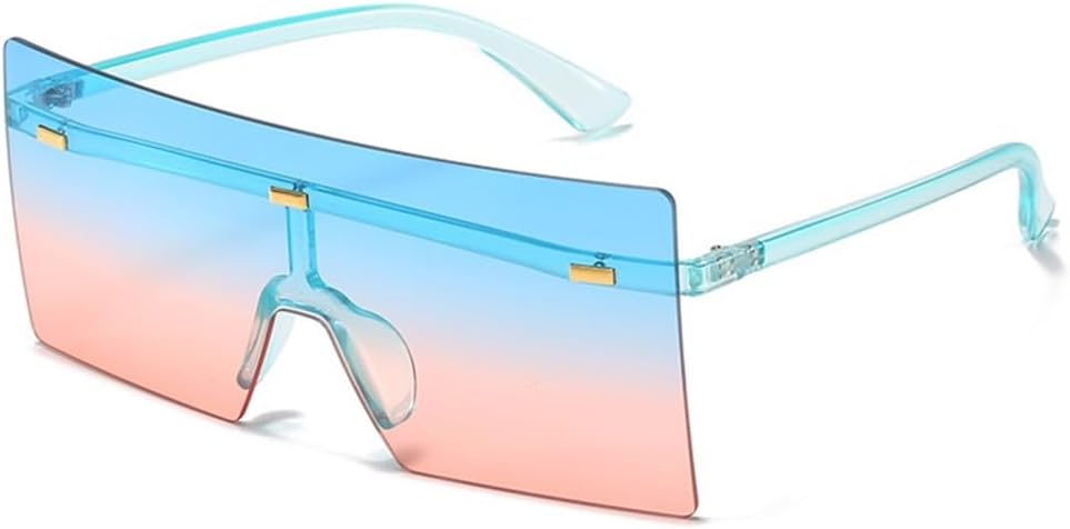 

Большие солнцезащитные очки без оправы для женщин, прозрачные, с градиентным переходом, мужские солнцезащитные очки, женские очки с защитой от УФ-излучения UV400 LANGSER, Blue Pink