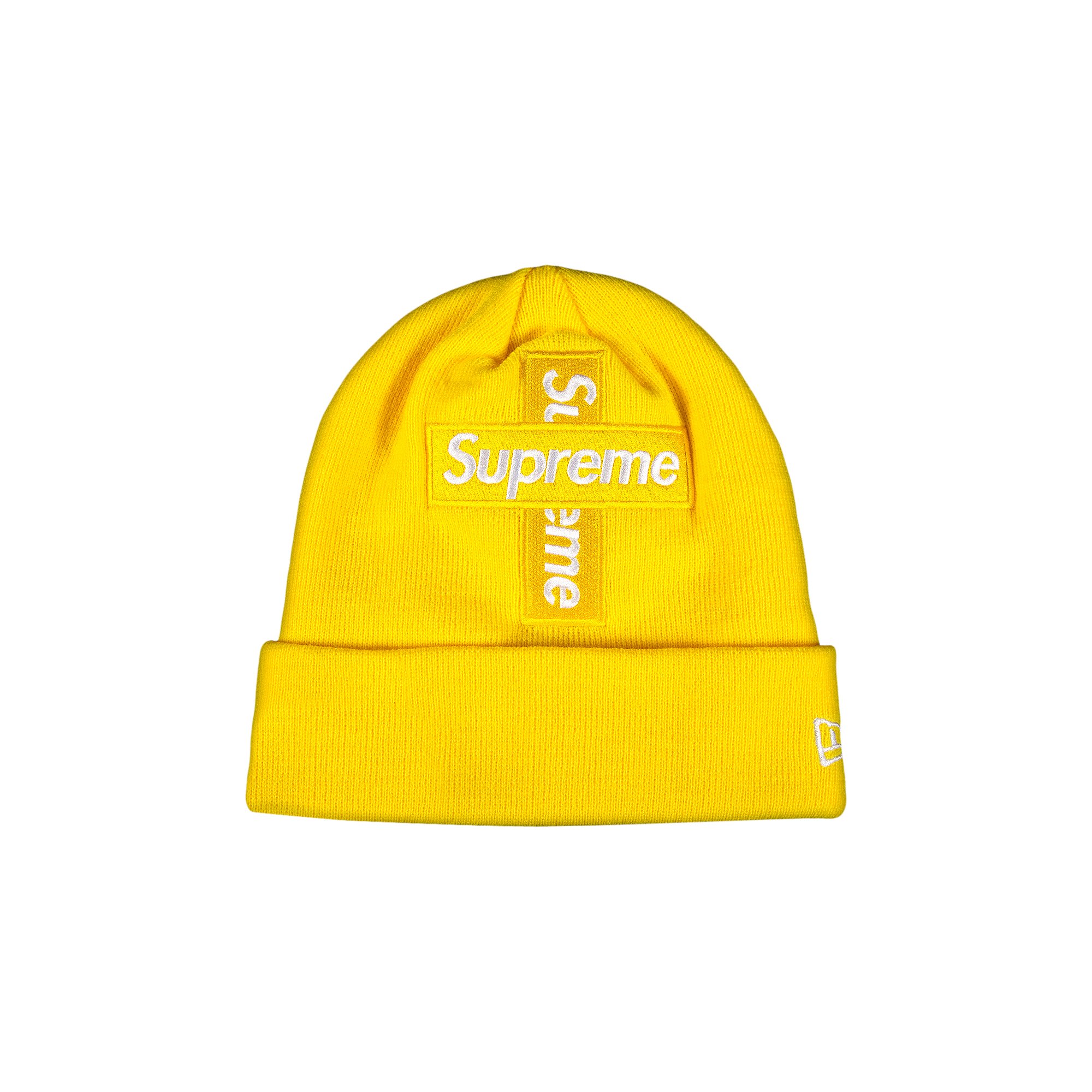 

Шапка-бини Supreme x New Era с логотипом Cross Box, цвет Лимон