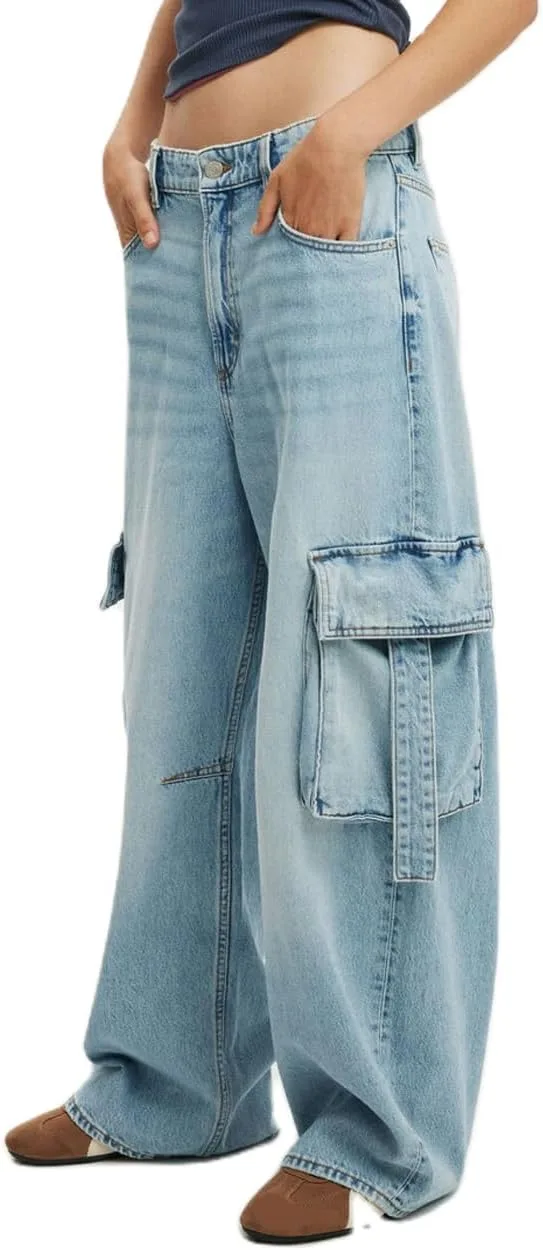 

Franhais женские джинсы Y2k багги карго с низкой посадкой