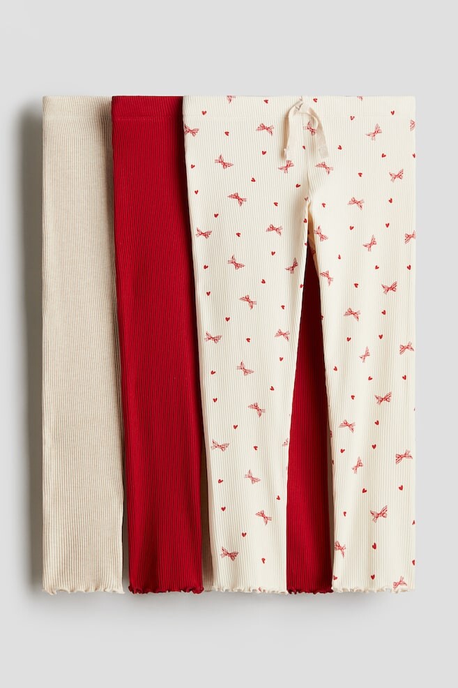 

Комплект из 3 хлопковых леггинсов в рубчик H&M, красный