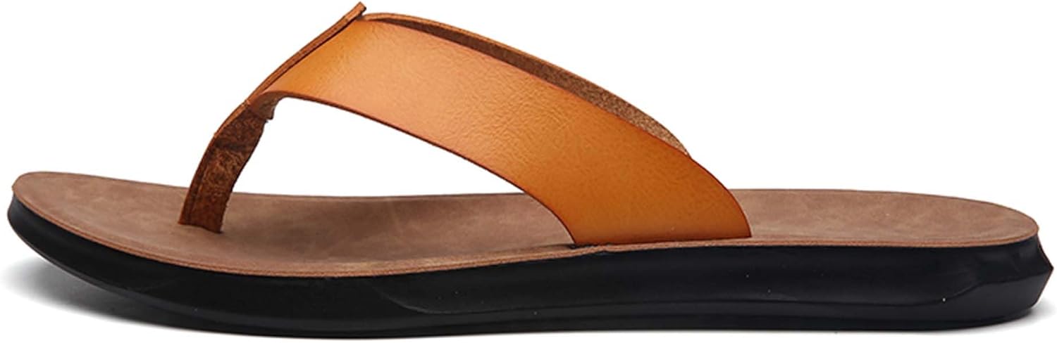 

Мужские премиальные кожаные шлепанцы Vtiao, модные летние сандалии, шлепанцы, противоскользящие, износостойкие, подходят для дома и улицы, желтый