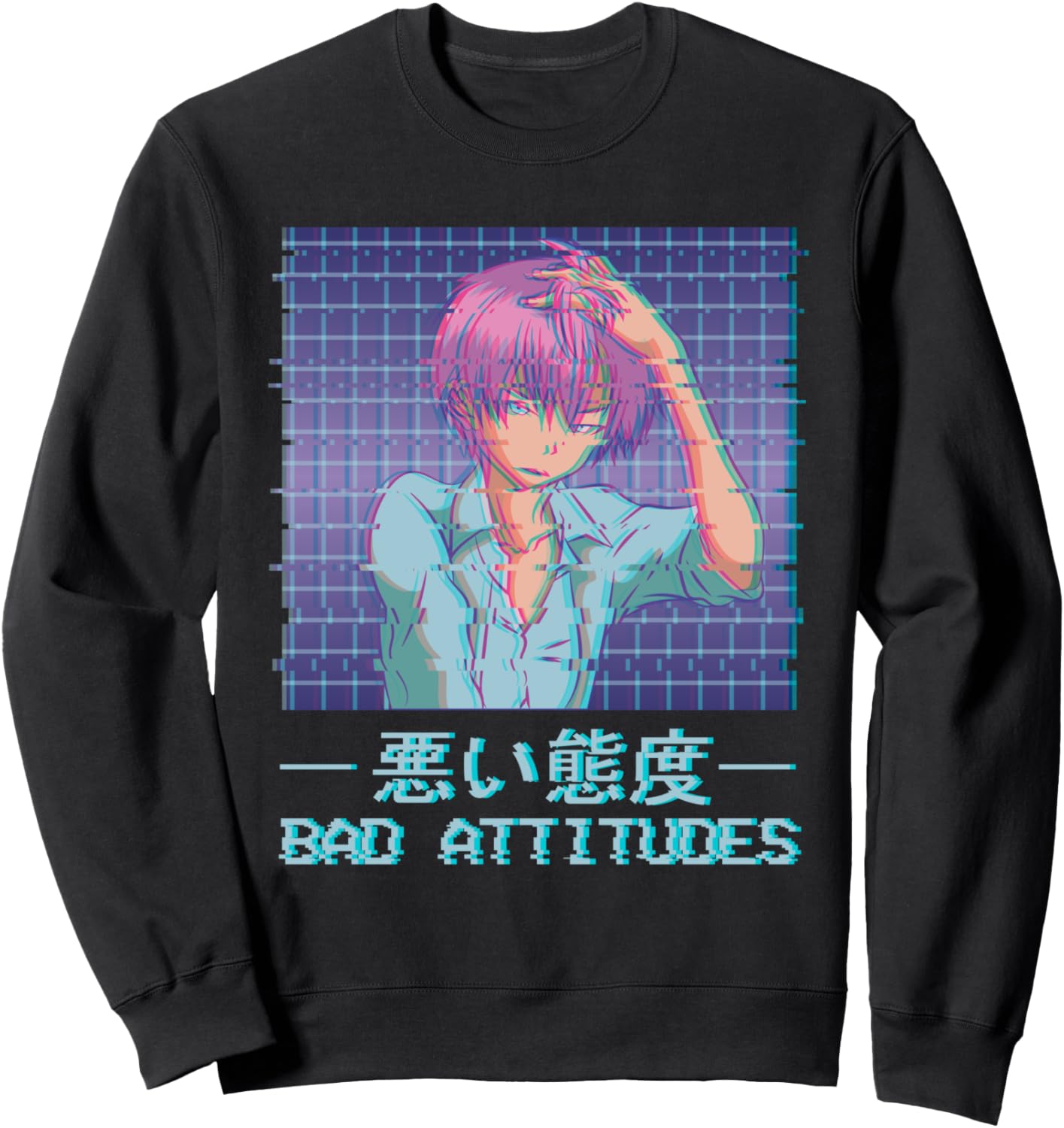 

Футболка с надписью Bad Attitudes Anime Boy Japanese Vaporwave Aesthetic Weeb Sweatshirt Alternative Indie Aesthetic Sad Emo Boys' Clothing Anime March, черный