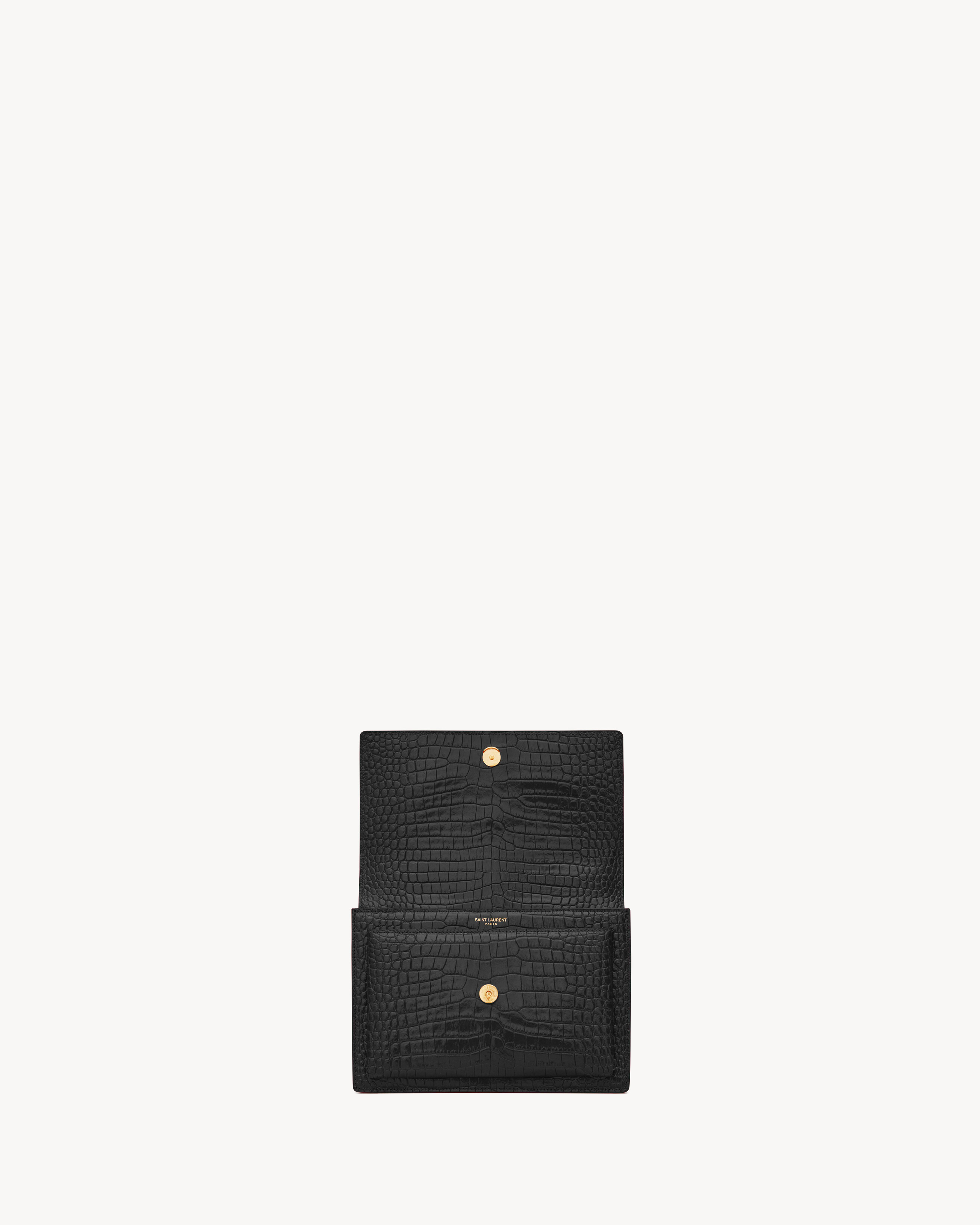 Сумка Sunset Medium из кожи с тиснением под крокодила Saint Laurent, черный — фото 4
