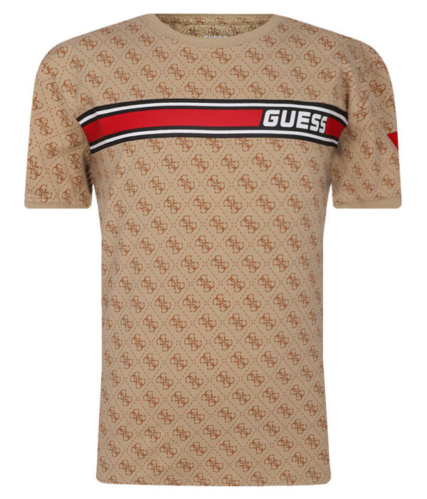 

Футболка детская Guess Active с монограммой логотипа и полосой, бежевый