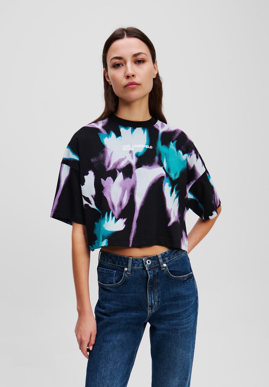 

Футболка с принтом KARL LAGERFELD JEANS, черный