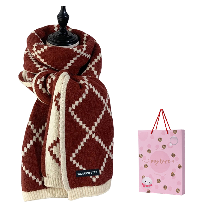 

WARRIOR Вязаный шарф женский, Red Plaid[Exquisite Box]