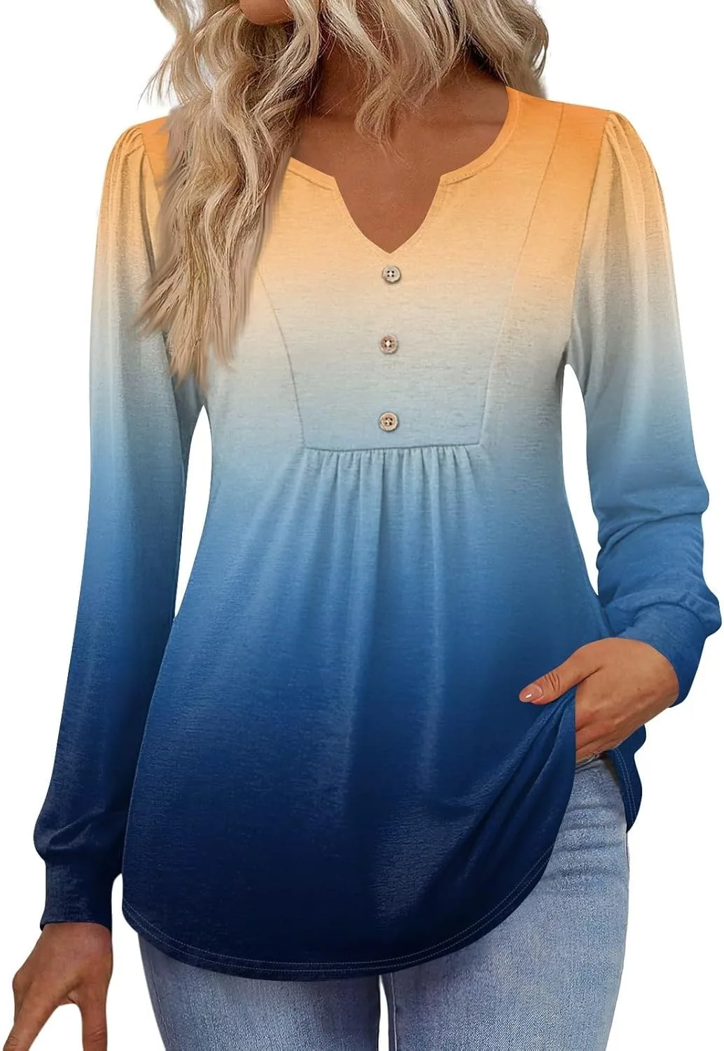 

Женская блузка FlekmanArt с длинным рукавом и V-образным вырезом