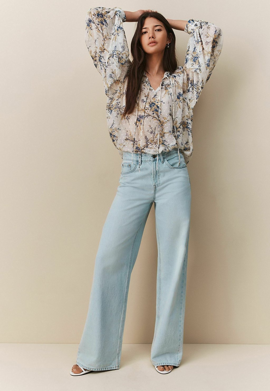 

Блуза REGULAR FIT - SHEER TIE FRONT LONG SLEEVE Next, бежевый