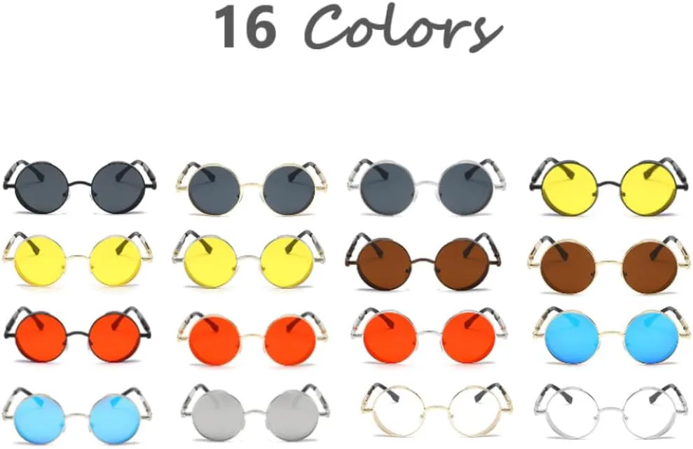 

Металлические солнцезащитные очки в стиле стимпанк для мужчин и женщин, модные круглые очки, винтажные солнцезащитные очки высокого качества HVTVTLA, Gold Yellow