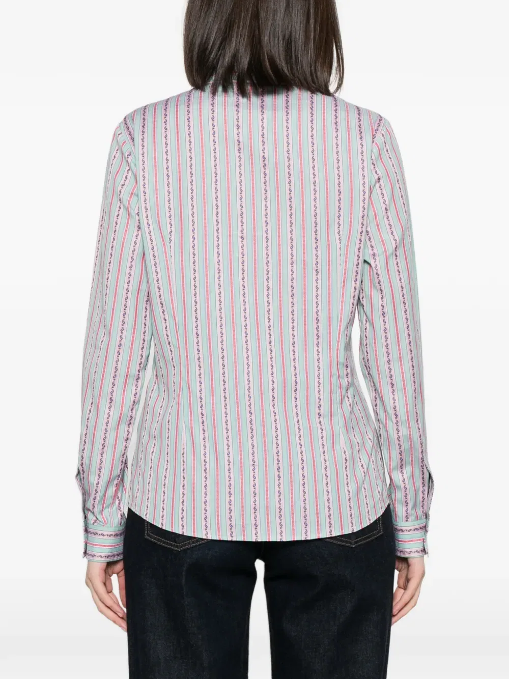 Полосатая рубашка с длинными рукавами Etro, зеленый — фото 4