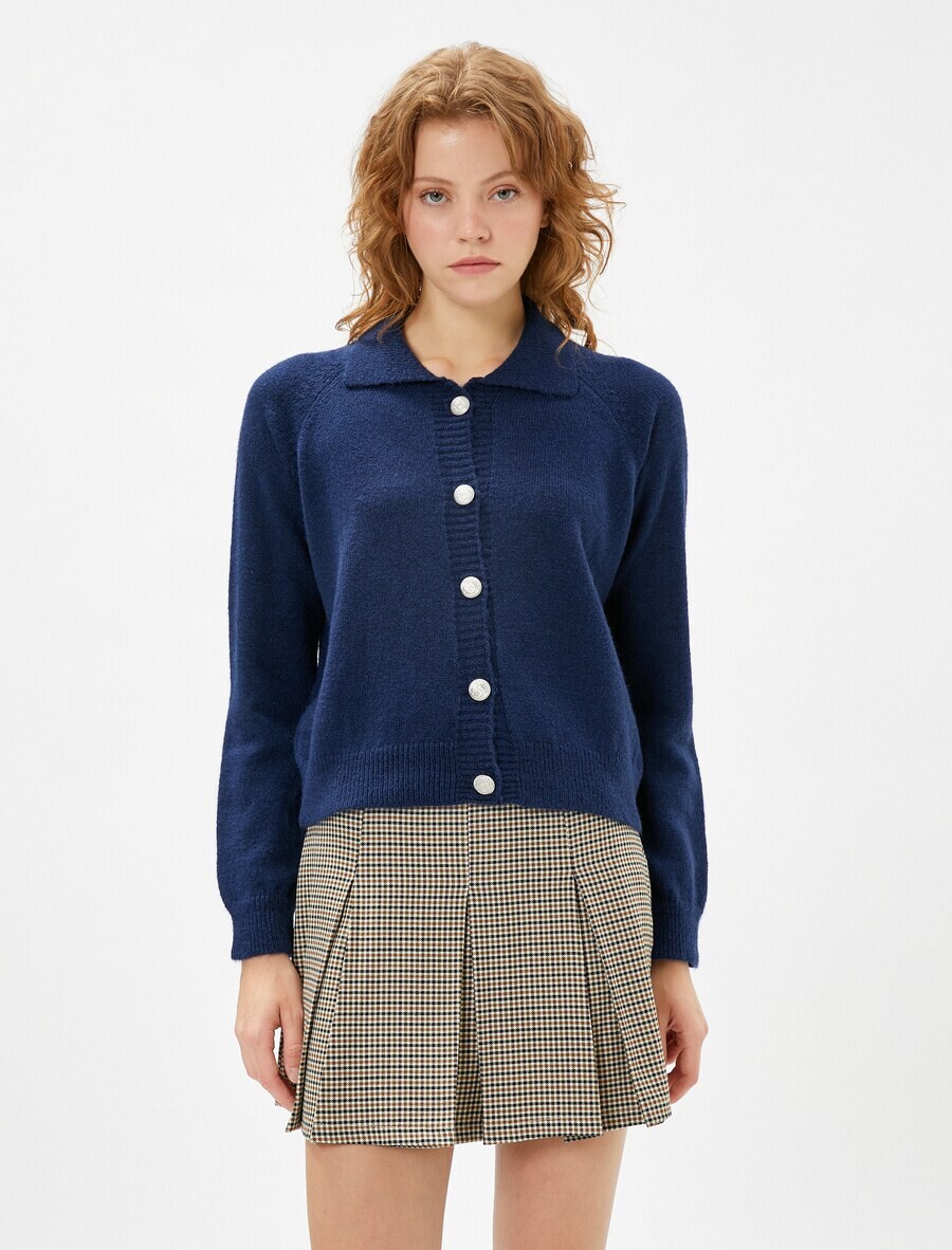

Вязаный кардиган Koton Knit Cardigan, темно-синий