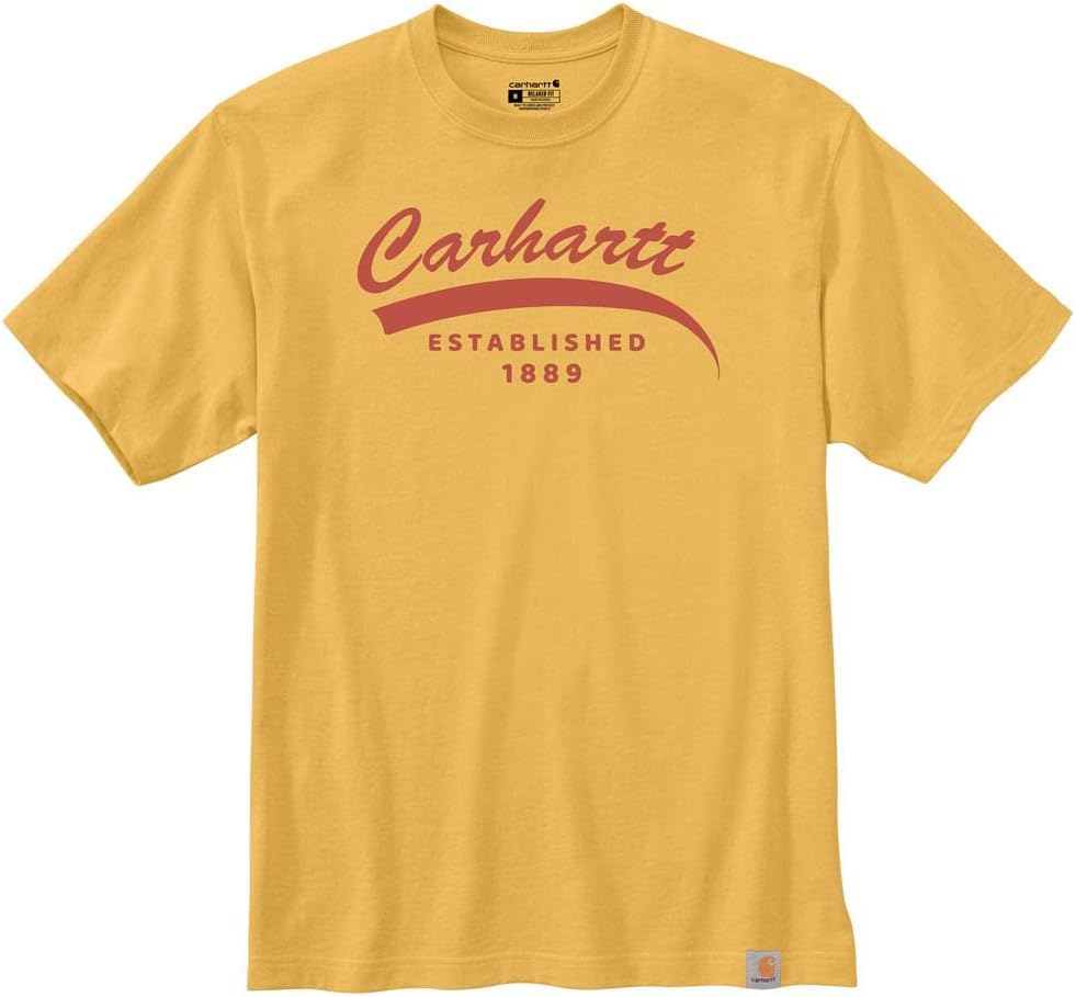 

Carhartt мужская футболка 105714 Relaxed Fit Heavyweight с коротким рукавом и принтом, Sundance Heather