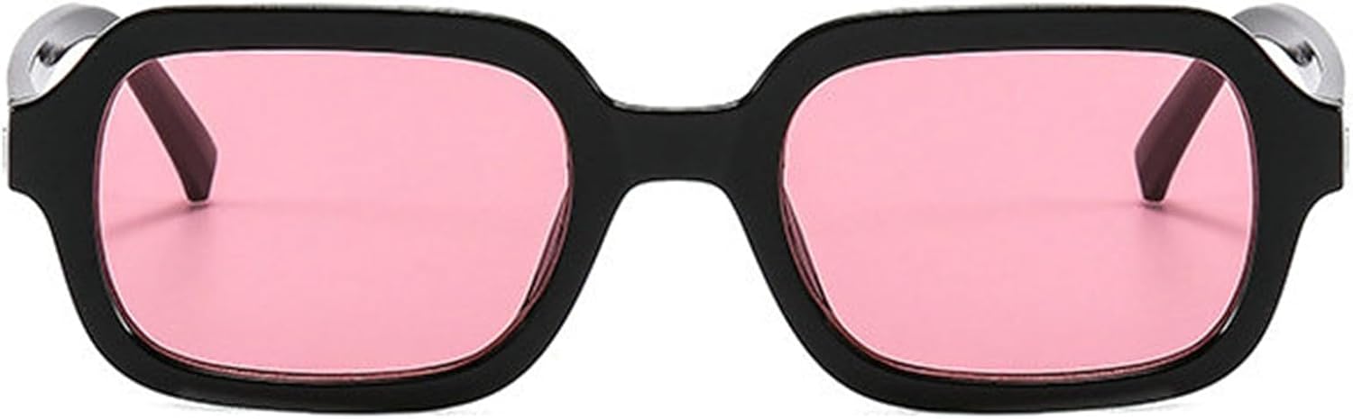 

Willochra Модные маленькие солнцезащитные очки неправильной формы для мужчин и женщин, классические квадратные желтые солнцезащитные очки в винтажном стиле, защита от ультрафиолета UV400 F28, Black Pink