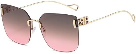 

Женские солнцезащитные очки в металлической оправе 2027 года, без оправы, овальной формы, с градиентным переходом цвета, винтажный стиль, защита от ультрафиолета UV400 MTZJH, C3