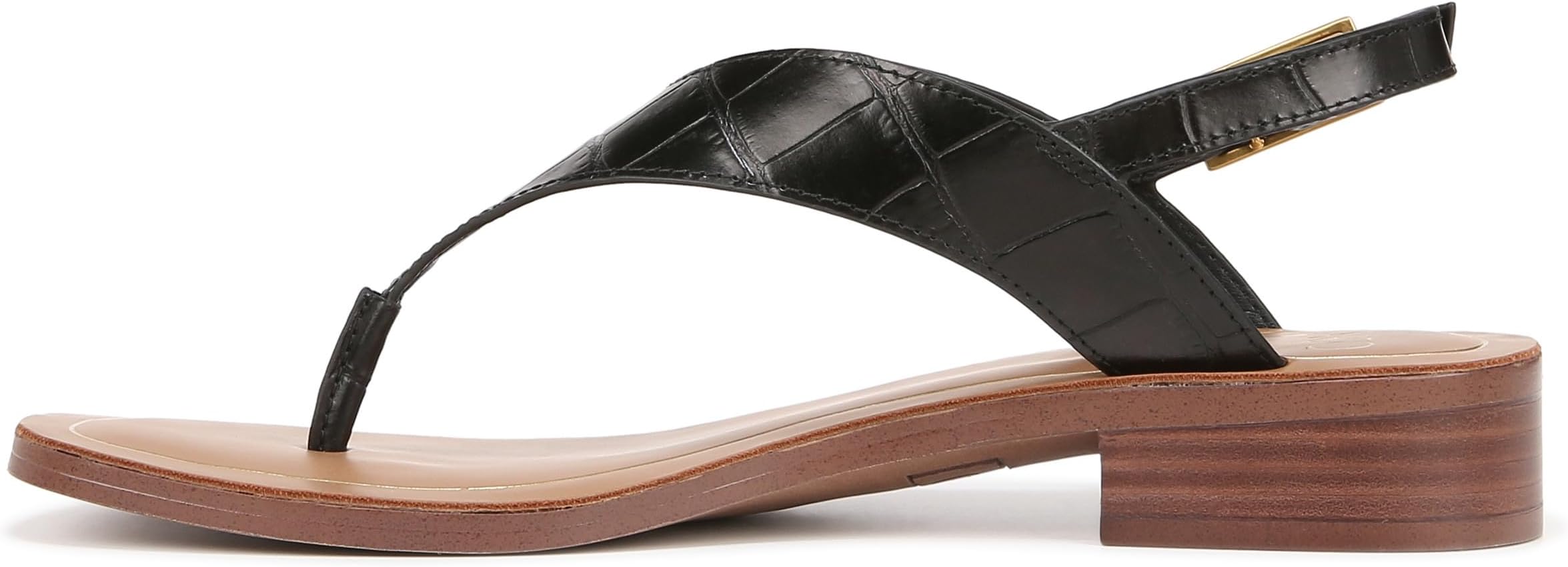 Сандалии Franco Sarto Iris Ankle Strap Thong Sandals, цвет Black Croc Print Leather — фото 4