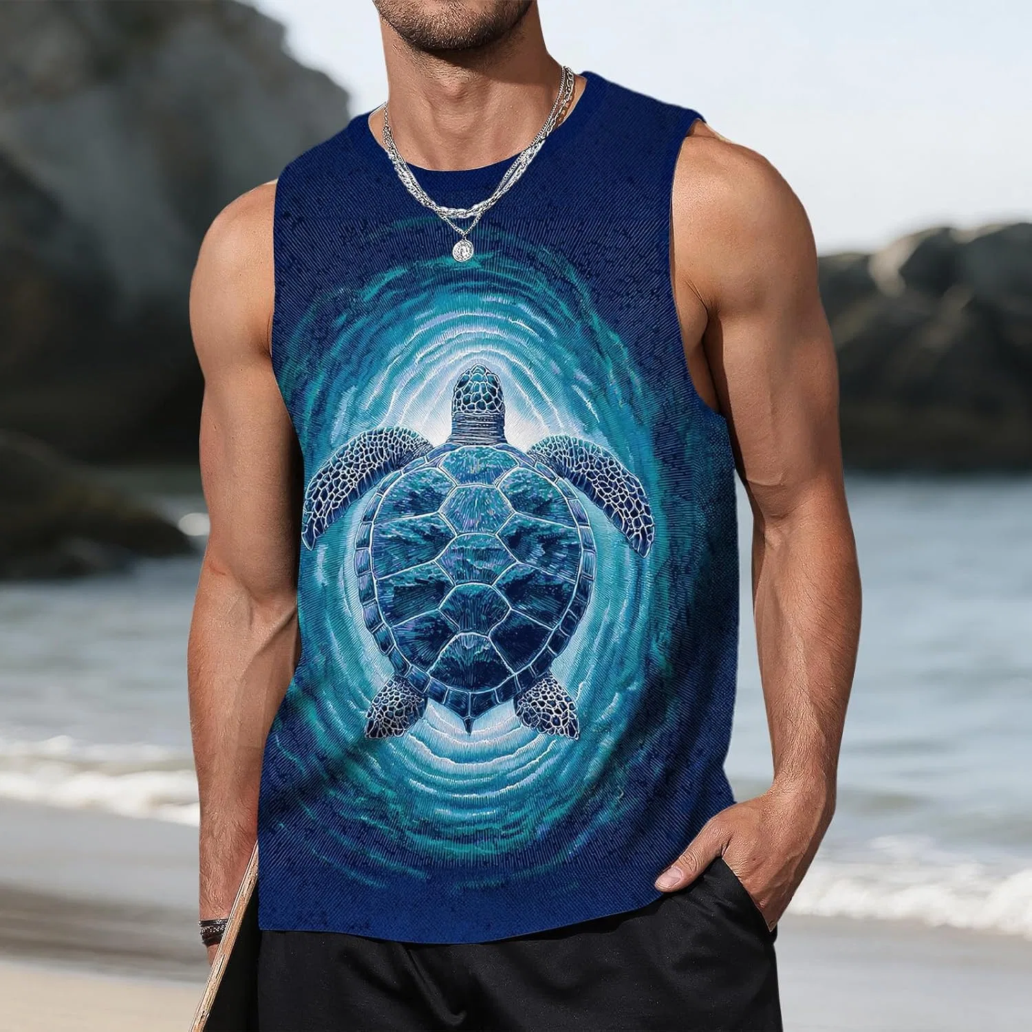 Мужской топ-борцовка с принтом морской черепахи, Marine Turtles1 — фото 2