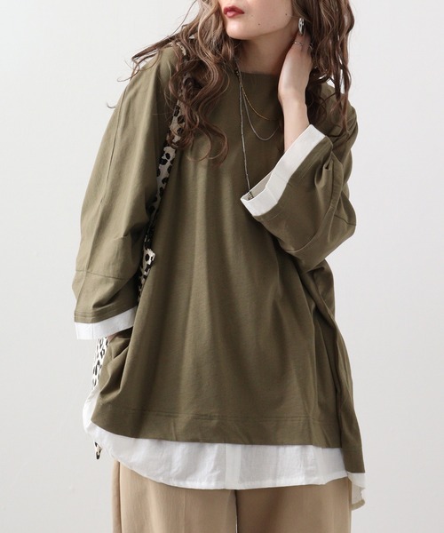 

Футболка свободного кроя с рукавами 3/4, многослойная AtONE, цвет хаки