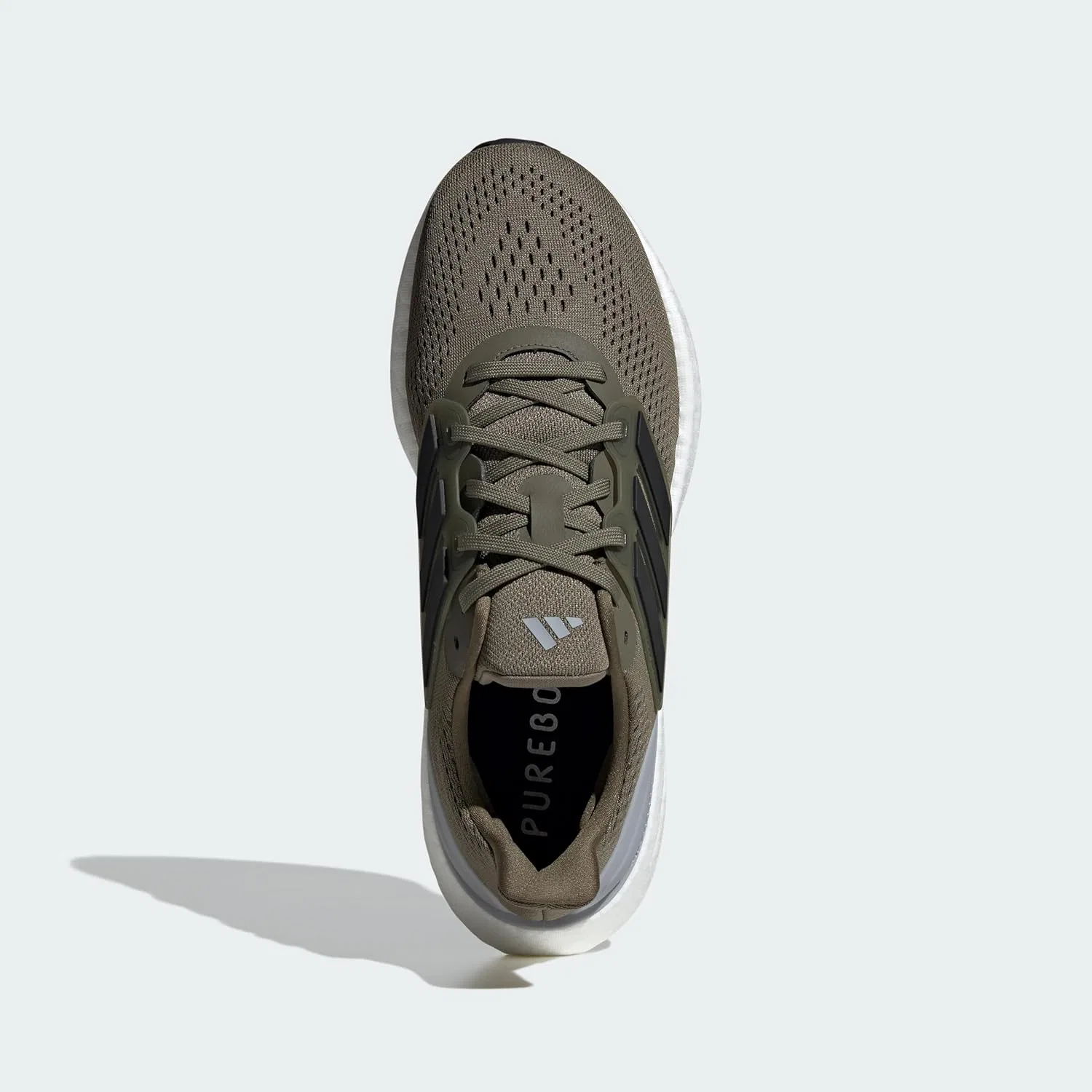 Мужские кроссовки Adidas Pureboost 23 для бега, Olive Strata Core Black Halo Silver — фото 3