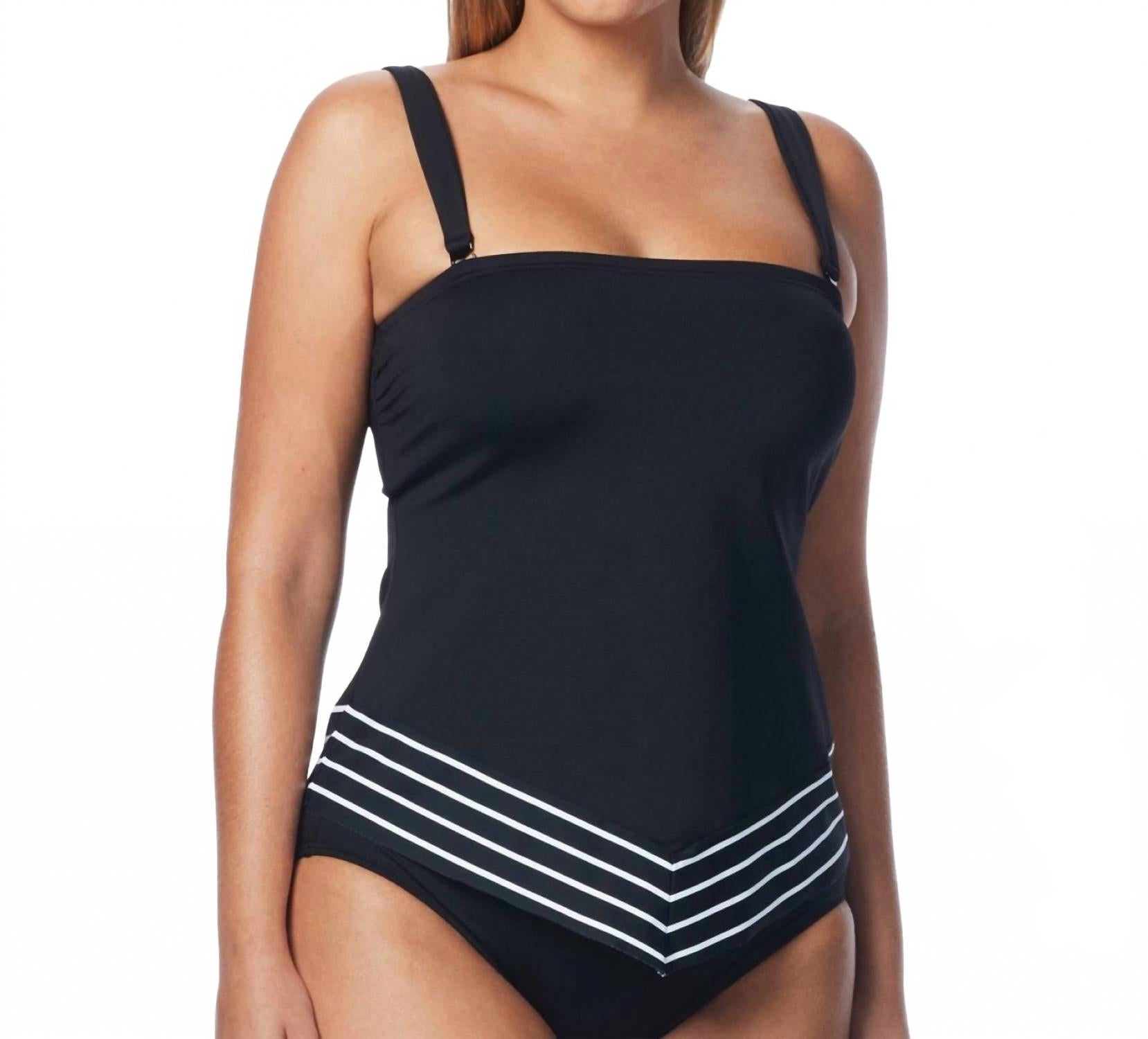 

Танкини-топ Serenity Stripe D-Cup Bandeau Scarf на косточках, черный, в полоску Coco Reef, Coc Black