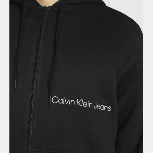 Толстовка обычного кроя на молнии со свободными местами Calvin Klein, черный — фото 3