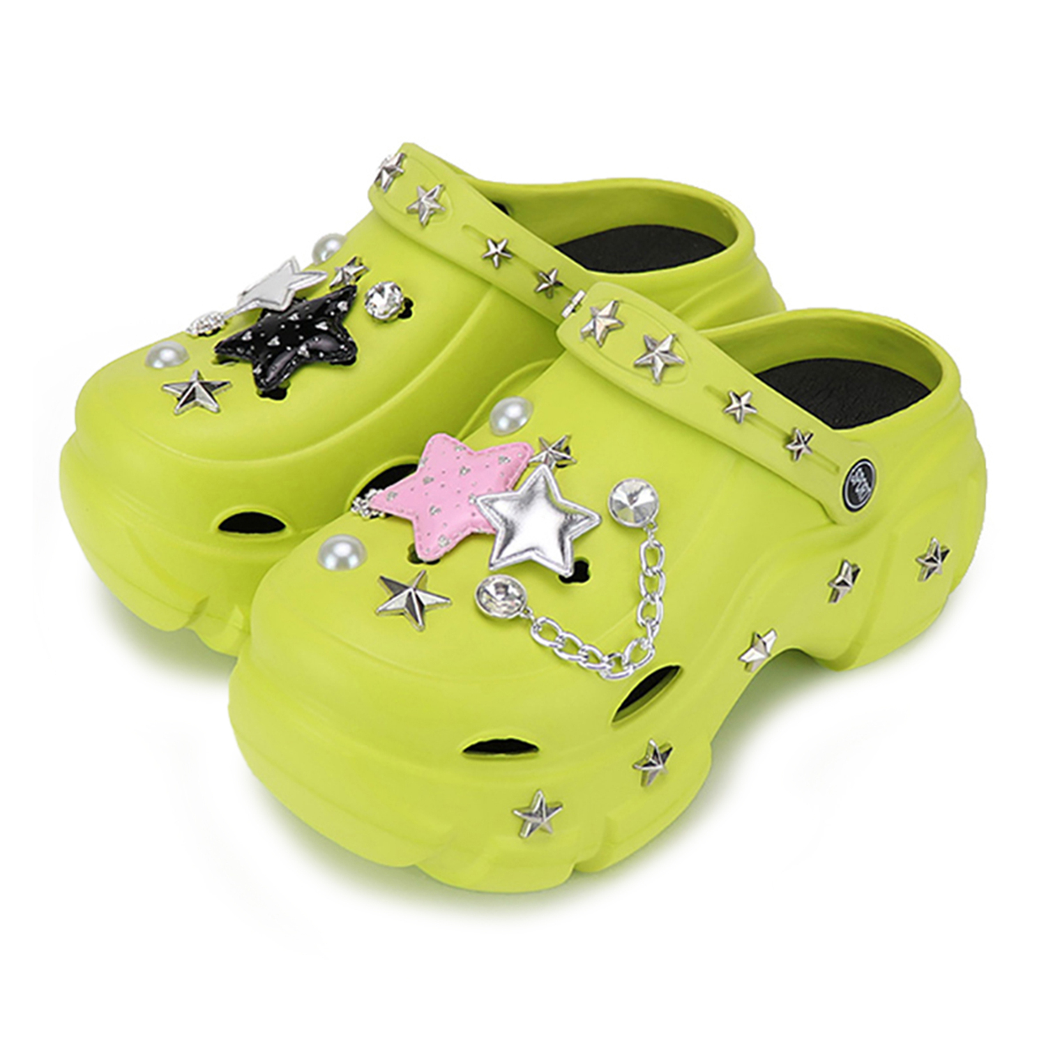 Клоги Unisex XMISTUO, 2314-54 Зеленый Y2K Урбан-шик Стиль Звезда Не Входит Окружность Края {Рекомендуем Размер Больше} — фото 4
