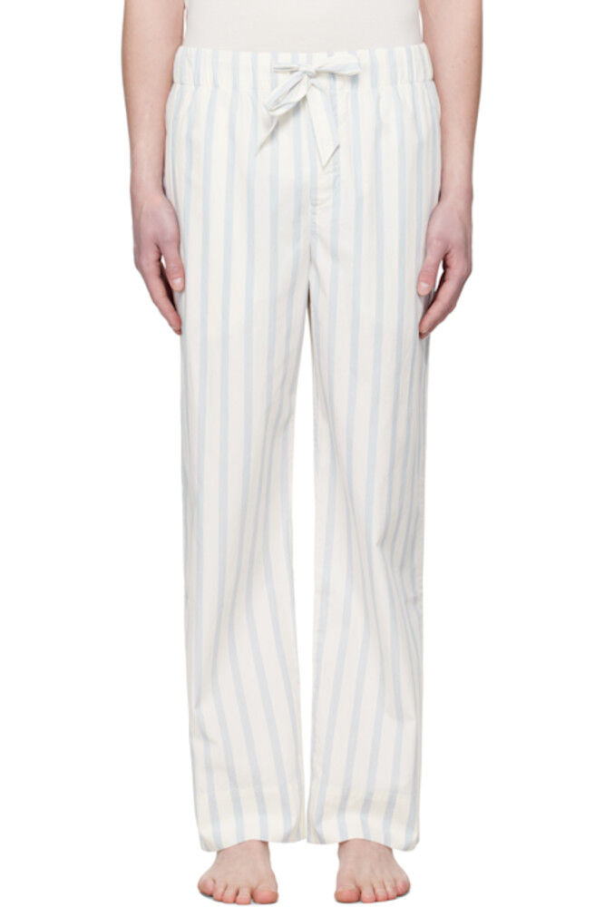

Пижамные брюки из поплина цвета «Off-White & Blue» Tekla