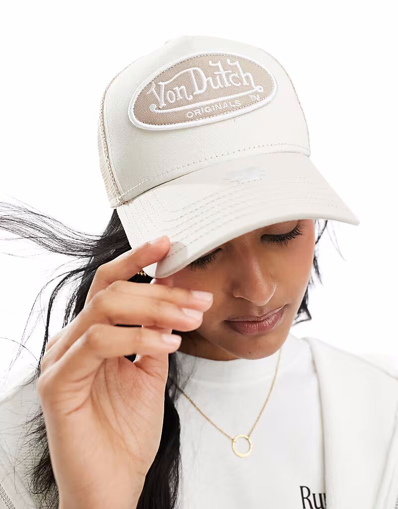 

Кепка дальнобойщика от Dutch Boston бежевого и белого цвета Von Dutch