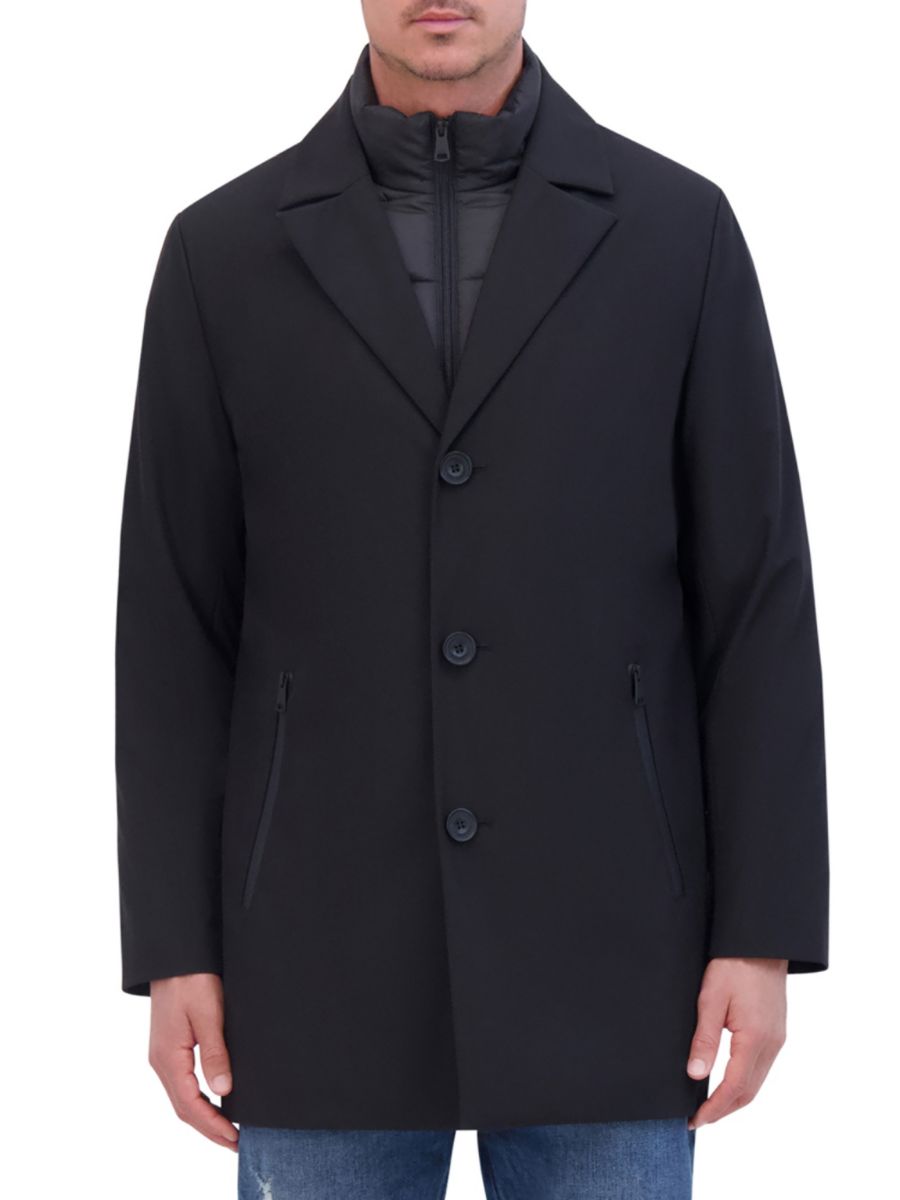 

Съемный пуховик на молнии с нагрудником Kenneth Cole, черный