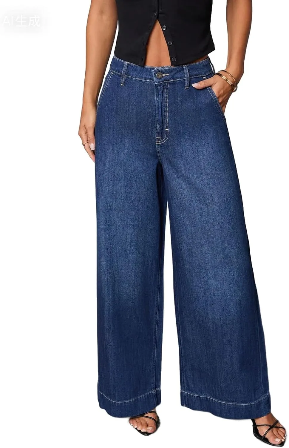 

Женские джинсы с высокой талией и прямыми штанинами