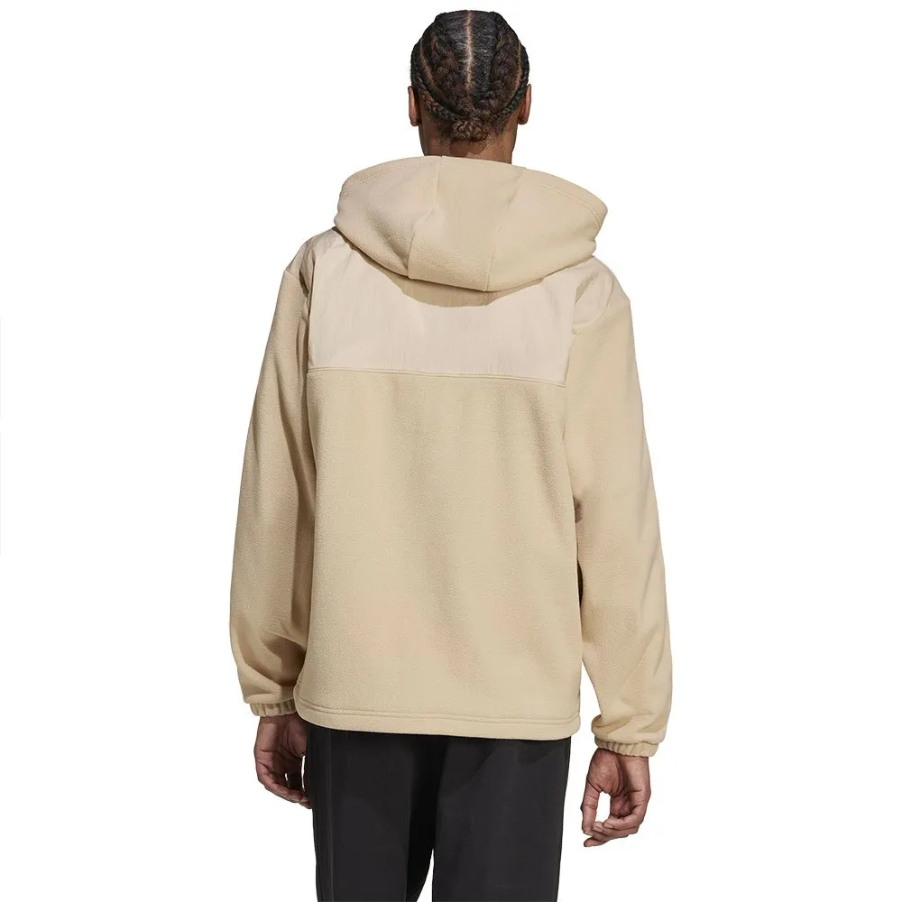 Толстовка adidas Originals Adicolor 3 Stripes Teddy Fleece full zip, бежевый — фото 2