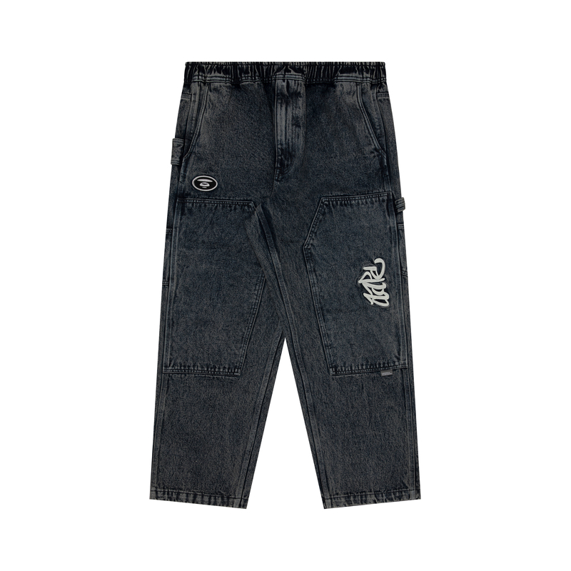 

Футболка с вышитым логотипом Aape, прямые джинсы, черный цвет BK C
