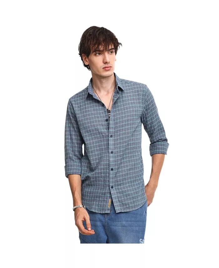 

Мужская рубашка в клетку Icy Blue Micro-Tartan Campus Sutra, синий
