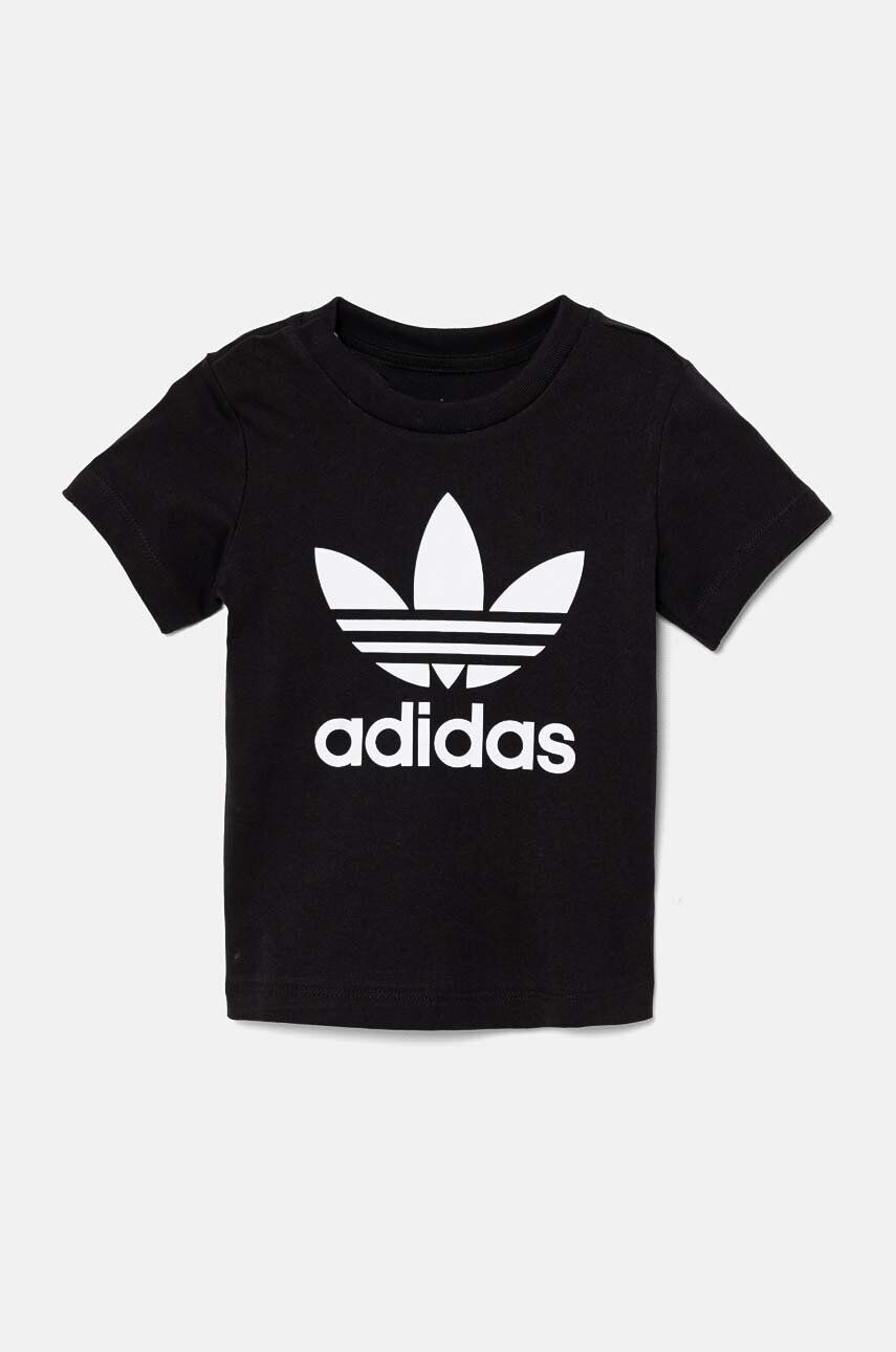 

Детская хлопковая футболка adidas Originals TREFOIL TEE, черный