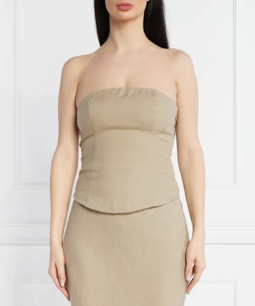 

Льняной топ Saelynn Slim fit Samsøe Samsøe, бежевый