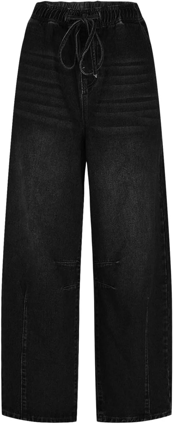 

Джинсы женские High Waist Straight Wide Leg с эластичным поясом