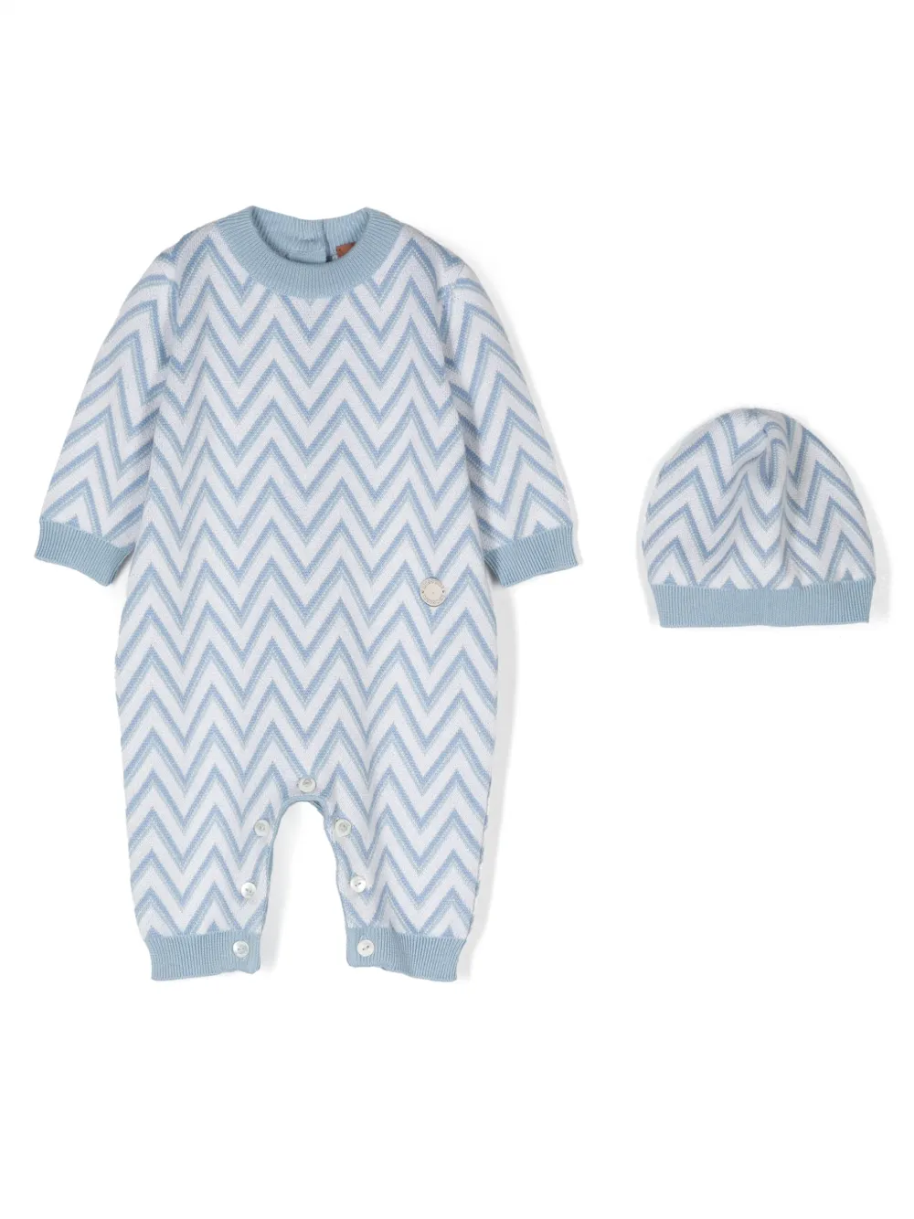 

Комплект из комбинезона и шапки с узором шеврон Missoni Kids, синий