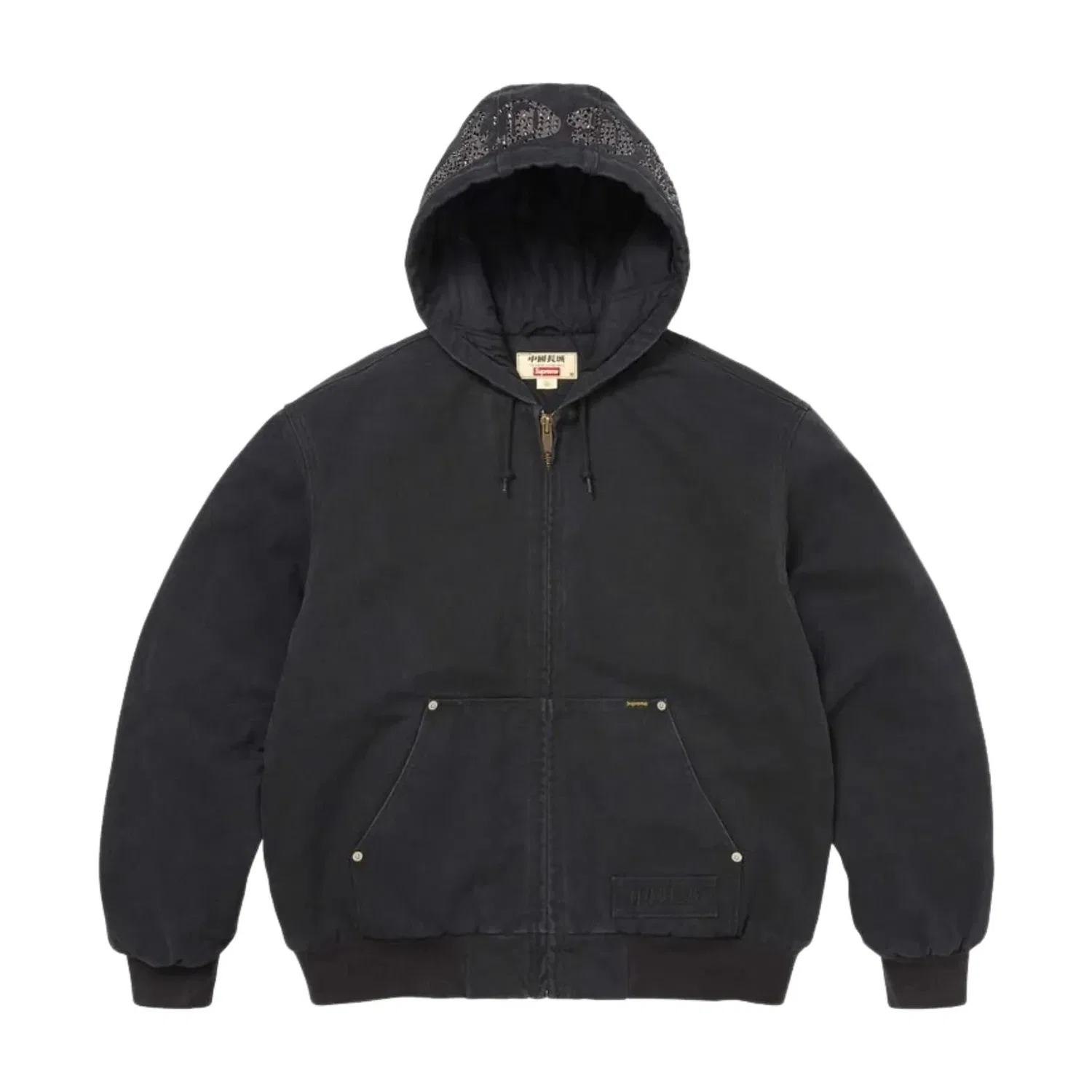 Рабочая куртка Supreme x The Great China Wall с капюшоном, черная, SUP-SS26-185-BLK — фото 2
