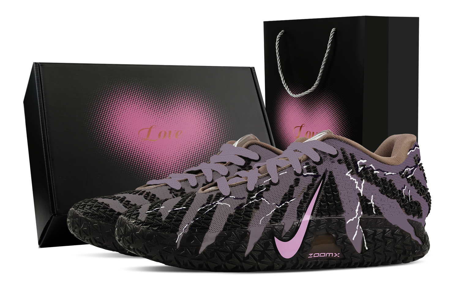 

Nike Кроссовки баскетбольные низкие Ja Morant 3 Lightning Neon, Heart Box Abrasion Resistant мужские черно-фиолетовые