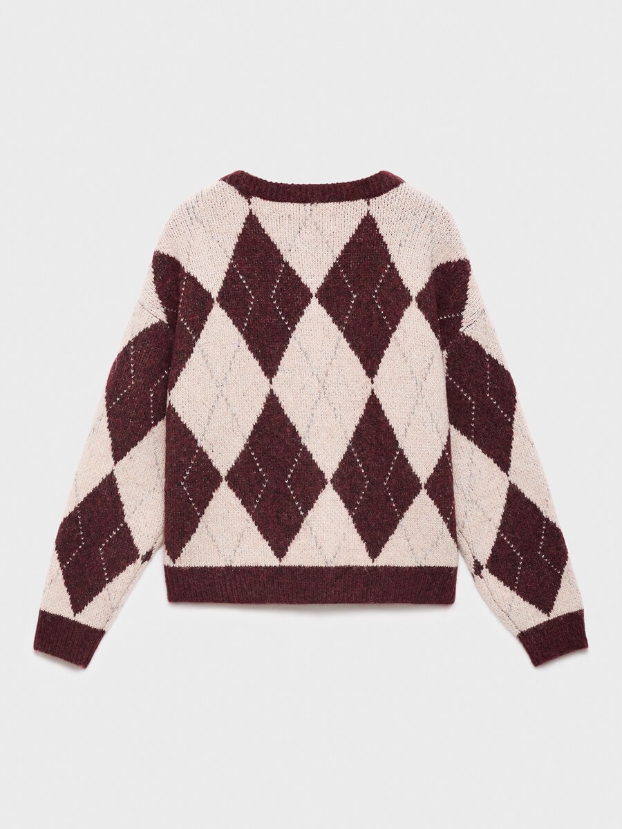 Вязаный кардиган MANGO KIDS Rombo, рубиново-красный — фото 2