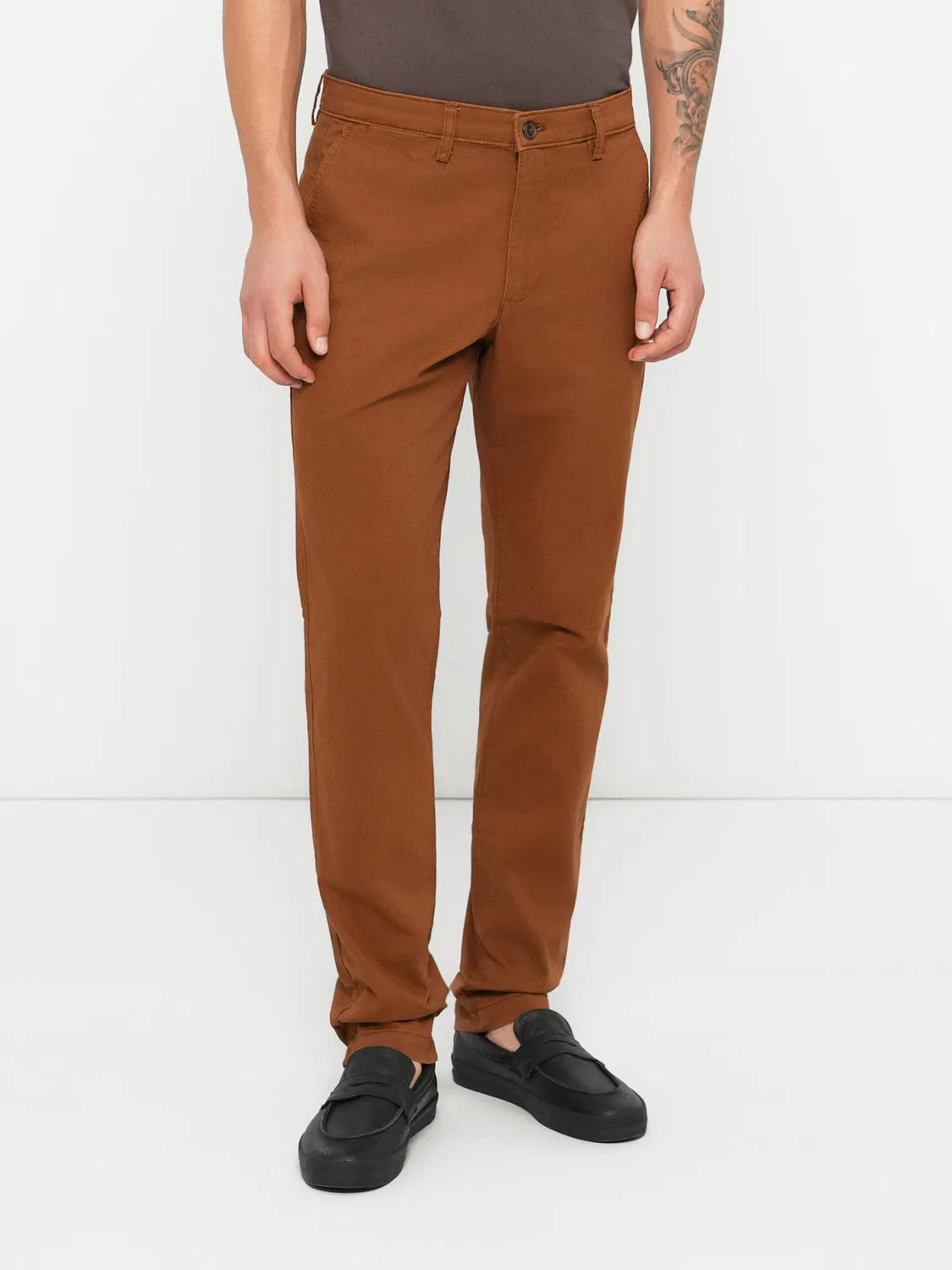 Зауженные брюки Gap ESSENTIAL, коричневый — фото 2