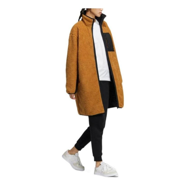 Куртка neo colorblock logo print stand collar cotton jacket Adidas, коричневый — фото 2