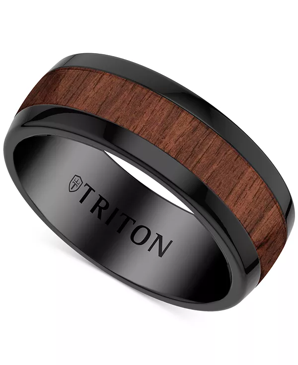 

Кольцо с деревянной вставкой из черного карбида вольфрама Triton, brown