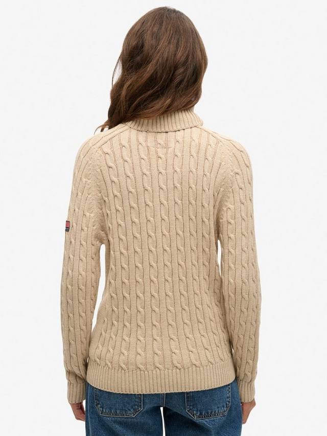 Свободный свитер с кабельным узором и воротником-хомутом Superdry, Winter Taupe Twist — фото 2