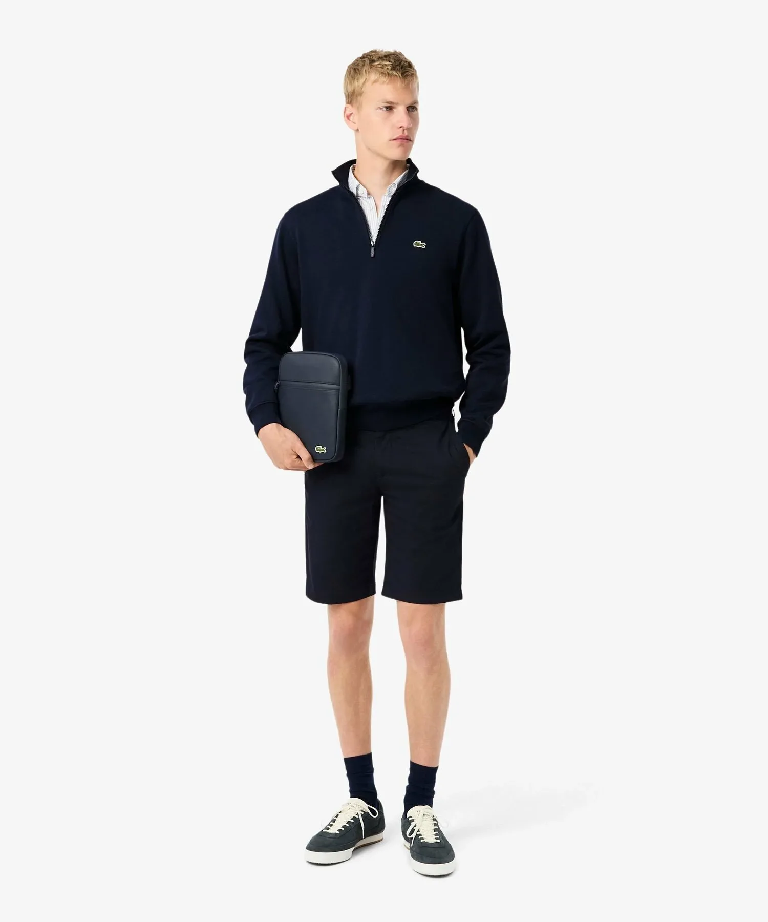 Толстовка с высоким воротником и застежкой-молнией до середины груди LACOSTE, Navy — фото 3