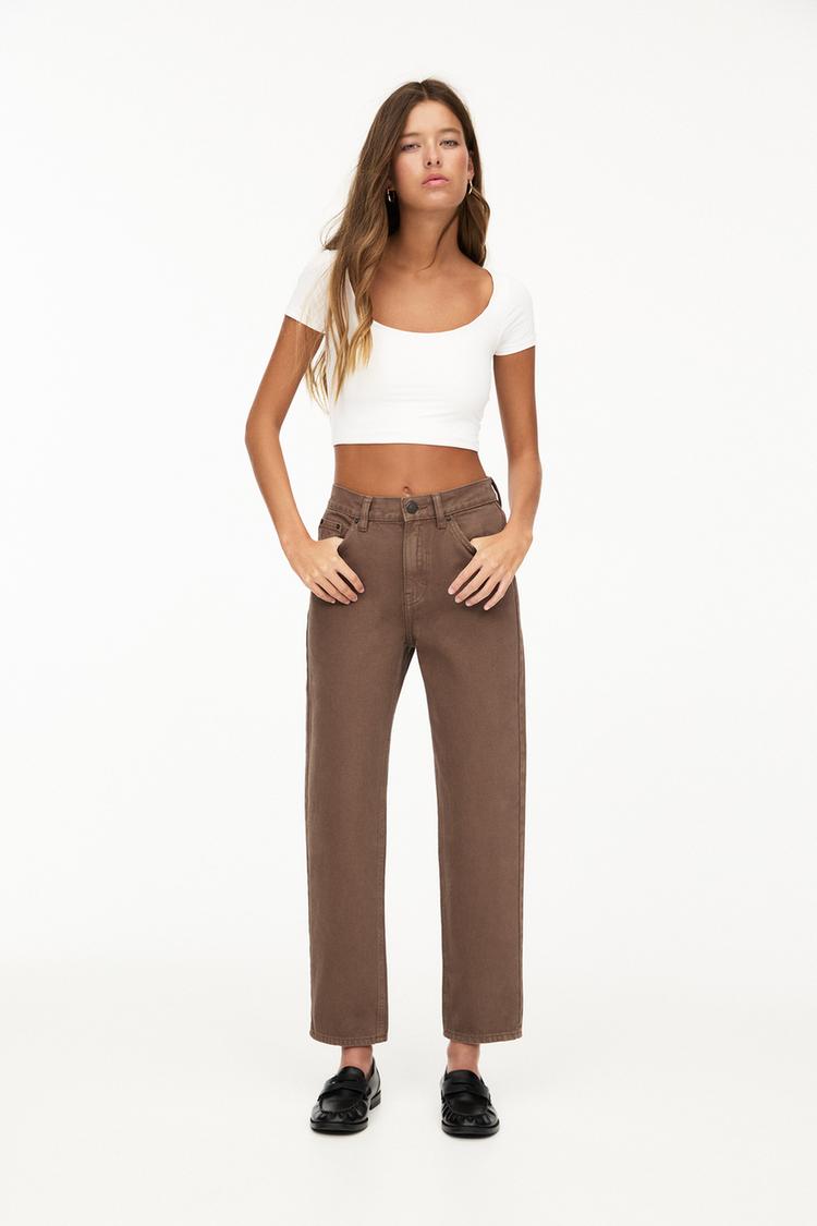 

Базовые джинсы mom Pull And Bear, коричневый