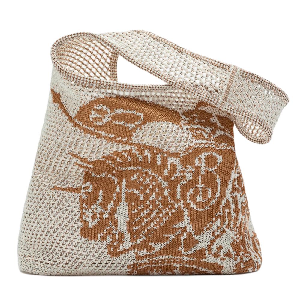 

Burberry Вязаная сумка из вискозы большая женская бежевая