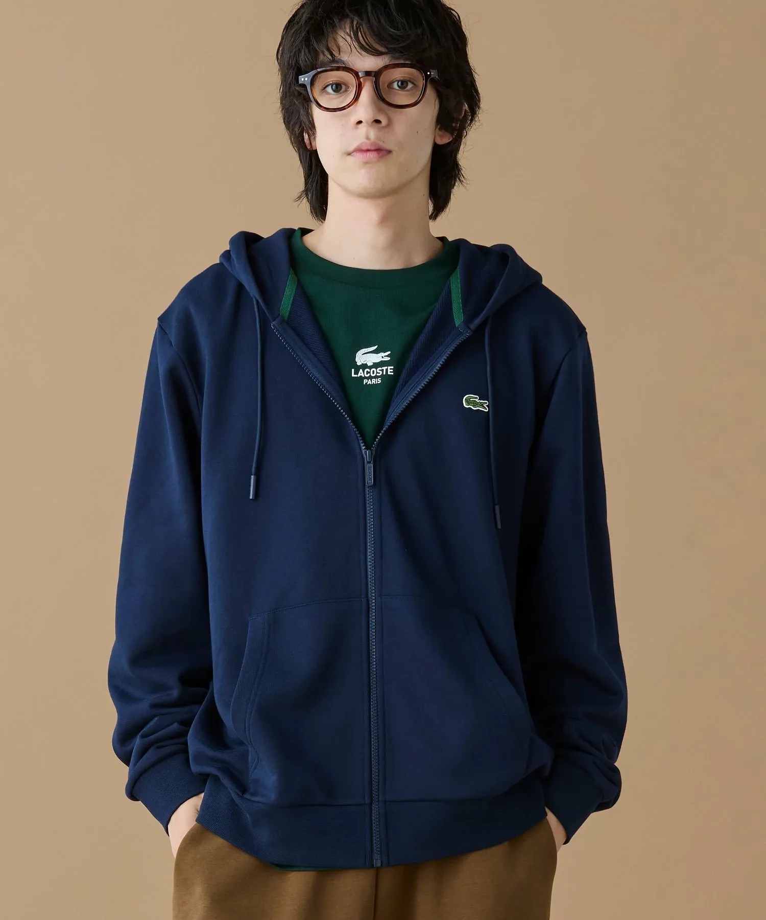 Толстовка с капюшоном на молнии Essential LACOSTE, Navy