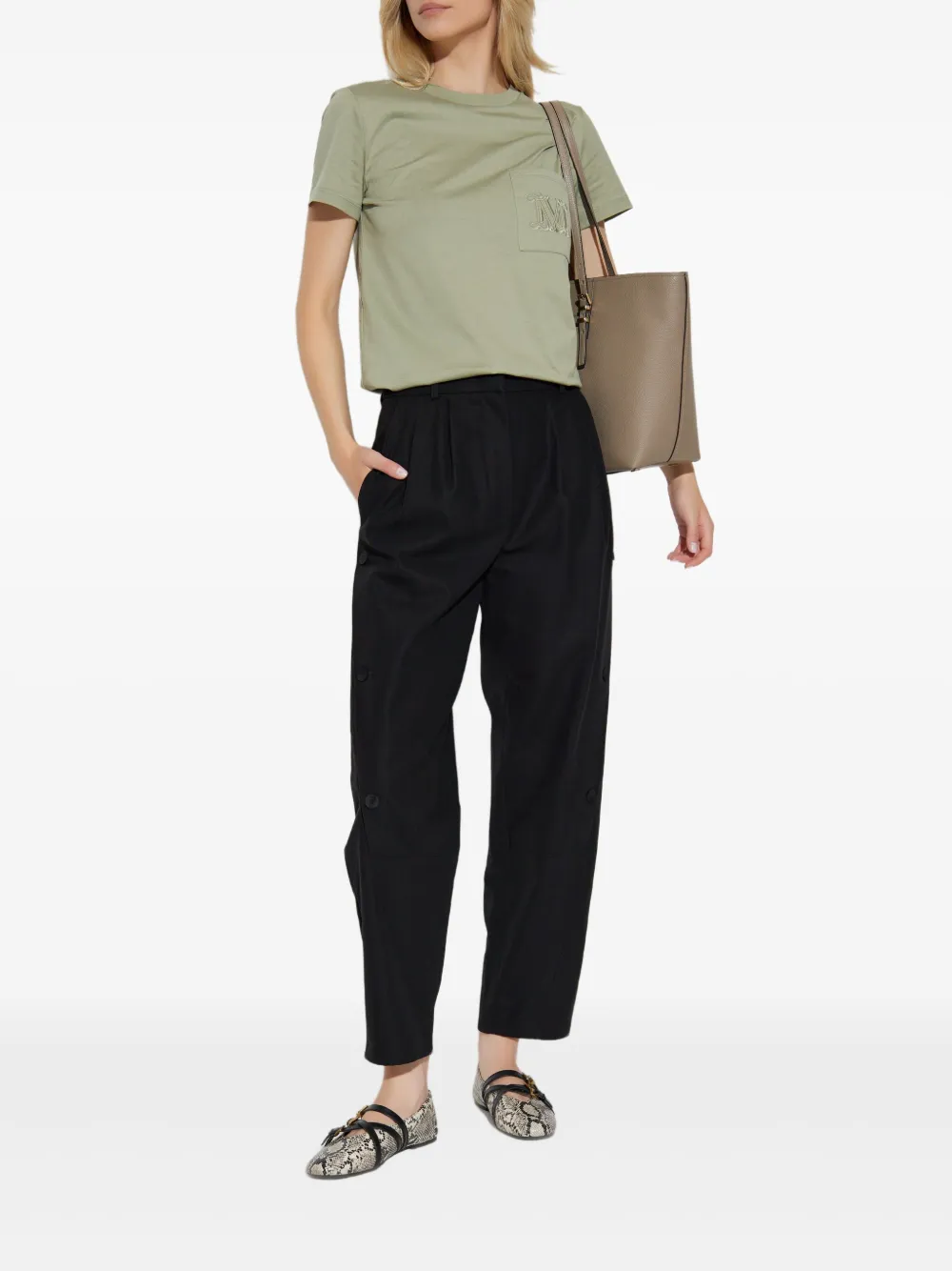 Футболка с вышитым логотипом Max Mara, зеленый — фото 2