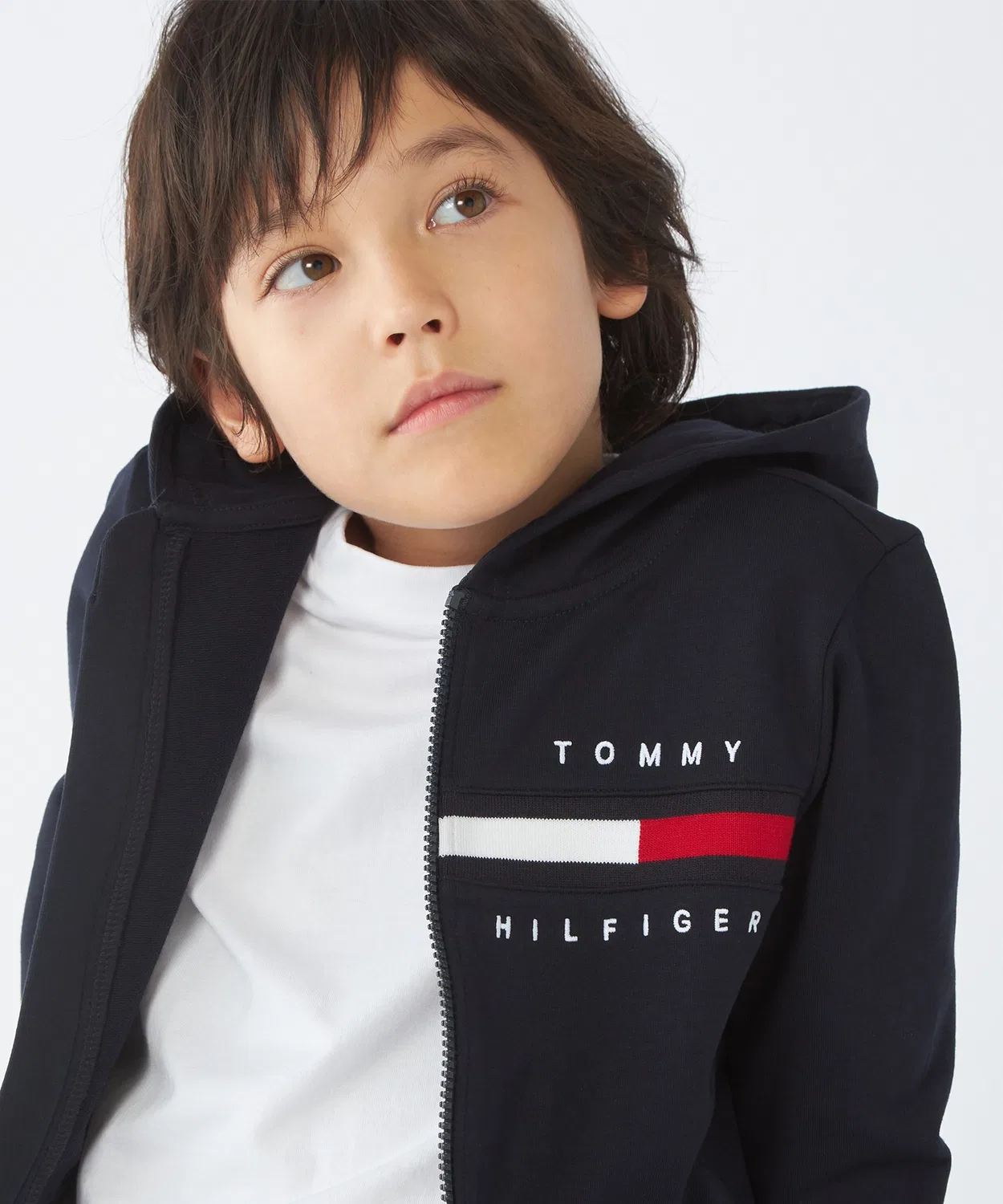 Детская кофта-худи с молнией Tommy Hilfiger, синяя